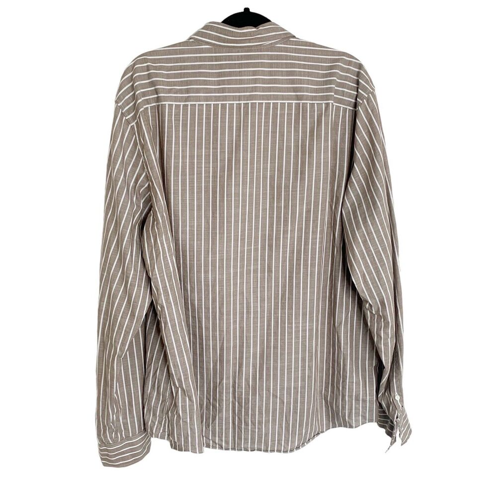 Michael Kors Men's Slim Fit Striped Button Down Shirt Brown Size XXL 100% Cotton - Picture 2 of 5